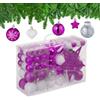 Relaxdays Palline di Natale, Set 101 Addobbi Natalizi in Plastica, Decorazioni per Albero in Vari Design, Puntale, Viola