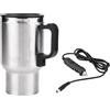 Tbest Tazza elettrica per auto, Tazza riscaldante per auto, Bollitore elettrico per acqua, 12V 450ml Tazza elettrica viaggio in acciaio inossidabile per auto Tazza caffè Tè Tazza per auto Tazza