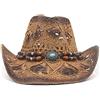 LYSINK Cappello da donna estivo da uomo e donna, cappello da cowboy in paglia con decorazione con perline, per le vacanze, 02Caffè scuro, Taglia unica