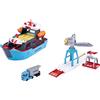 Majorette - Creatix Nave Container MAERSK, 212050039, +3 anni, playset con nave e piattaforma di carico con gru, incluso un camion con container, con due barche di salvataggio, misura 52 cm