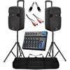SHARD-LAB IMPIANTO AUDIO COMPLETO 2 casse amplificate 900w + mixer BT + stativi con borsa