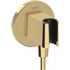 hansgrohe FixFit S - Attacco a parete per tubo doccia con supporto per doccetta, con dispositivo antiriflusso, oro lucido