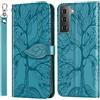 ZZHAO Cover per Samsung Galaxy S21 Plus 5G Custodia Libro Protettiva Caso Premium PU Pelle Flip Portafoglio Case con Kickstand Magnetica Chiusa Porta Carte per Samsung Galaxy S21 Plus 5G -Turchese