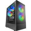 Mars Gaming MC-ONYX, Case Gaming MicroATX, Frontal Mesh Metallico, Finestra Laterale in Vetro Temperato, 3x Ventole ARGB FDB, Doppia Camera, Raffreddamento Liquido fino a 240mm, Nero