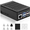 Aolso Custodia per Raspberry Pi 5 in ABS, Case di Raffreddamento in Rete con Supporto PCIe M.2 NVMe Shield Top per 4GB/8GB (Nero)