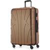 SUITLINE - Valigia rigida, bagaglio da viaggio rigido, TSA, 76 cm, ca. 96 litri, 100% ABS opaco, Marrone