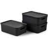 Rotho Jive Dekobox Set di 3 contenitori da 10l con coperchio, Plastica (PP riciclato), 10l (37.5 x 27.8 x 13.5 cm)