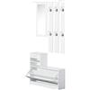 Easycomfort Set Mobili Ingresso Moderno con Scarpiera e Specchio, Appendiabiti da Ingresso con 6 Ganci, 2 Ripiani Regolabili e Cassetti in Legno per Corridoio, 90x24x177 cm, Bianco