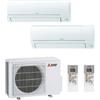 Mitsubishi Electric - Climatizzatore Condizionatore Classe A++ Dual Split 9+18 9000+18000 Btu MXZ-3HA50VF Gas R32 Linea Smart