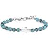 GAVU Bracciale Croce da Uomo con Perline di Turchese Africano, Bracciale da Uomo Pietre Naturali con Charm Croce, Regalo Cresima