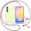 ISOI Cover con Cordino per Samsung Galaxy A25 5G, Custodia Trasparente con Collana Tracolla Laccio Collo Ultra Sottile Morbido TPU Silicone Antiurto AntiGraffio Antiscivolo Case, Rosa