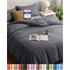 Utopia Bedding Copripiumino 3 pezzi Una Piazza e Mezza - Microfibra Copripiumino 200x200cm + Federe 50x75cm - Grigio