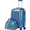 ITACA - Set valigia media e bagaglio a mano bambina e bambino, per viaggi aereo, leggera - Trolley rigide e resistente, mediano, 4 ruote cabina, con lucchetto a combinazione, bambini, Blu