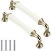 CONPHERON 2 Pezzi Ceramica Maniglie per Mobili Armadio Porta Maniglie Cucina Cassetto Maniglie Maniglia in Porcellana Antico Cassetti Pomelli Bianco 128 mm