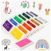 Zhongtou Tampone per Timbri 15 Colori Inchiostro Non Tossico Lavabile per Scrapbooking, Bambini, Rainbow DIY Craft