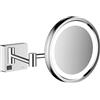 Hansgrohe AddStoris - Specchio cosmetico con luce LED, Specchio trucco con luce, Specchio da rasatura, ingrandimento di 3 volte, cromo, 41790000