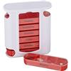 Relaxdays Portapillole 7 Giorni, Porta Pastiglie Settimanale, 4 Scomparti, Inglese, Coperchio Scorrevole, Bianco Rosso