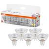OSRAM LED BASE MR16, confezione vantaggiosa con 5 lampadine a bassa tensione, sostituisce le tradizionali lampadine riflettori da 35W, bianco caldo (2700K), 3.8W, attacco GU5.3, vetro opaco, non dim