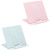 Relaxdays Leggio da Tavolo per Libri, Set 2 Supporti Reggilibri, Regolabile su 6 Altezze, con Clip, Acciaio, Blu Rosa