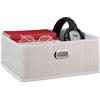 Relaxdays Contenitore Portaoggetti in bambù, Scatola da Bagno Quadrata, Misure HLP 14 x 31 x 31 cm, Pieghevole, Bianco