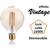 Ideal Lux Lampadina Globo a led 4w Luce Calda 2200k 350 lm e27 Dimmerabile Vetro Ambrato