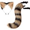 Costume Con Orecchie Da Gatto E Coda Di Volpe In Pelo Sintetico – Set Accessori Per Cosplay, Halloween, Carnevale, Morbido E Regolabile