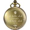 TREEWETO Orologio da taschino con incisione, collana da uomo, nero/bronzo, regalo di compleanno, anniversario di matrimonio, marito, bronzo, nan