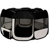 lionto Recinto per cuccioli pieghevole, Ø 110 cm, Altezza 64 cm, Nero/Beige | Box in tessuto Oxford per cani con finestre mesh, 2 ingressi, borsa e picchetti, sistema pop-up, per interno ed esterno