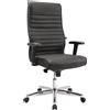 Topstar Sedia direzionale in pelle nera nera con braccioli 440 - 550 mm