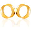 Vankula Dilatatori Lobo Double Flared tunnel dilatatore orecchie Semplice in Acciaio inossidabile lobi piercing espansori Gioielli Uomo Donna 19mm(3/4) Oro