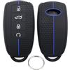 Chaexii Custodia per Chiave Chery, Portachiavi in Silicone Compatibile con Chery Omoda 5 Tiggo 7 Tiggo 8 Tiggo 8 Pro, Custodia Protettiva per Chiave Jaecoo 7, Portachiavi Chery a 4 Pulsanti (Blu)