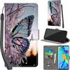 PHINIENLAND Cover per Huawei P30 Pro custodia portafoglio Farfalla | 3 scomparti carte, 1 tasca banconote, Chiusura magnetica, Supporto, Pelle PU flip cover per Huawei P30 Pro