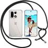 ISOI Cover con Cordino per Oneplus 15, Custodia Trasparente con Collana Tracolla Laccio Collo Ultra Sottile Morbido TPU Silicone Antiurto AntiGraffio Case, Nero