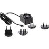 Velleman Caricatore universale con connessione Micro-USB, 4 prese da viaggio, per Australia, Europa, Regno Unito e USA, 5 V 2,5 A, cavo lungo, 150 cm, nero