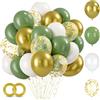 Alaoo Palloncini Compleanno Verde Oro, 60 Pezzi 12 Pollici Verde Confetti Palloncini, per Decorazioni Compleanno, Baby Shower, Decorazioni Battesimo Bimbo e Bimba, Matrimonio