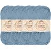 BambooMN JubileeYarn Baby Gomitolo da 50 g di filo morbido in bambù e cotone, color blu ghiaccio sbiadito, 4 matasse