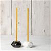 Danilovo Porta Candele per Candele Sottili - Porta Candele da Tavolo in Ceramica - Candelabro Moderno Robusto per Candele Coniche - Portacandele Artigianale - Decorazioni Casa - 2 pz (Nero/Bianco)