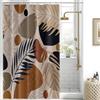 Uiiooazy Tenda Doccia Antimuffa, Tenda da Doccia 150x180cm Boho Chic Astratta Foglie Marrone Fiori Rosa Tende da Bagno Tessuto Lavabile Impermeabile Poliestere Tende per Vasca da Bagno con 10 Anelli