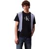 Calvin Klein Uomo T-Shirt Maniche Corte Monologo Tee in Cotone, Blu (Dark Sapphire), 2XL