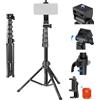 NEEWER BASIC Treppiede Telefono per iPhone Fotocamera con Telecomando e Portatelefono, 66 Selfie Stick Phone Stand in Metallo per Vlog Viaggio, Supporto Fotocamera e Cellulare per Video Film, TS03