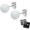 1 Paio Nobile Ceramica Orecchini A Bottne IN Bianco Perlaottica Donna Regalo