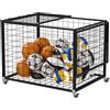 Homelio Carrello per palloni sportivi con doppio coperchio, con serratura e ruote, per palestre, scuole, club, pallacanestro per interni ed esterni