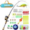 Sougayilang Canne da pesca per bambini, canna telescopica portatile e mulinello Spincast, con lenza, esche e borsa per attrezzatura da viaggio