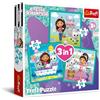 Trefl - Gabby's Dollhouse, Attivissima Gabby - Puzzle 3 in 1, 3 puzzle, da 20 a 50 Tessere - Puzzle Colorati con Personaggi delle Fiabe, Diversi Livelli di Difficoltà, Gioco per Bambini dai 3 anni
