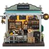 FEIMUOSI Kit fai da te per casetta in miniatura Coffee - per case delle bambole in miniatura, Book Nook Puzzle 3D in legno Angolo lettura fai da te per decorare la libreria Regalo di compleanno o di Natale