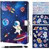 WERNNSAI Set Spazio Diario - Quaderno luminoso Regalo per Ragazzi Bambini Viaggio Privato Blocchi Copertina Rigida Blocco Note Taccuino da Scrivere Adesivi Penna a Sfera con Serratura e Chiavi