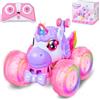 Joellfuner Macchina Telecomandata, Auto Radiocomandata, 360° Rotazione Acrobatica RC Macchina con Musica e Luci LED Colorate, Unicorno Bambina Regalo, Giocattolo Auto Bambino dai 3 Anni