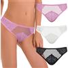 Curve Muse Da Donna Sexy Pizzo Bikini Hipster Mutandine Biancheria Intima-Confezione da 3-Rosa, Blu, Nero-46/48