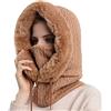 JFAN Passamontagna Inverno Donna Con Imbottito Caldo Antivento Cappello Sciarpa Elastica Da Donna Con Fodera In Pile cappello invernale donna Per Outdoor Sports Cachi taglia unica