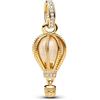 PANDORA Pendente a forma di mongolfiera Moments placcato in oro 14k, con vetro di Murano trasparente glitterato e zirconi cubici trasparenti